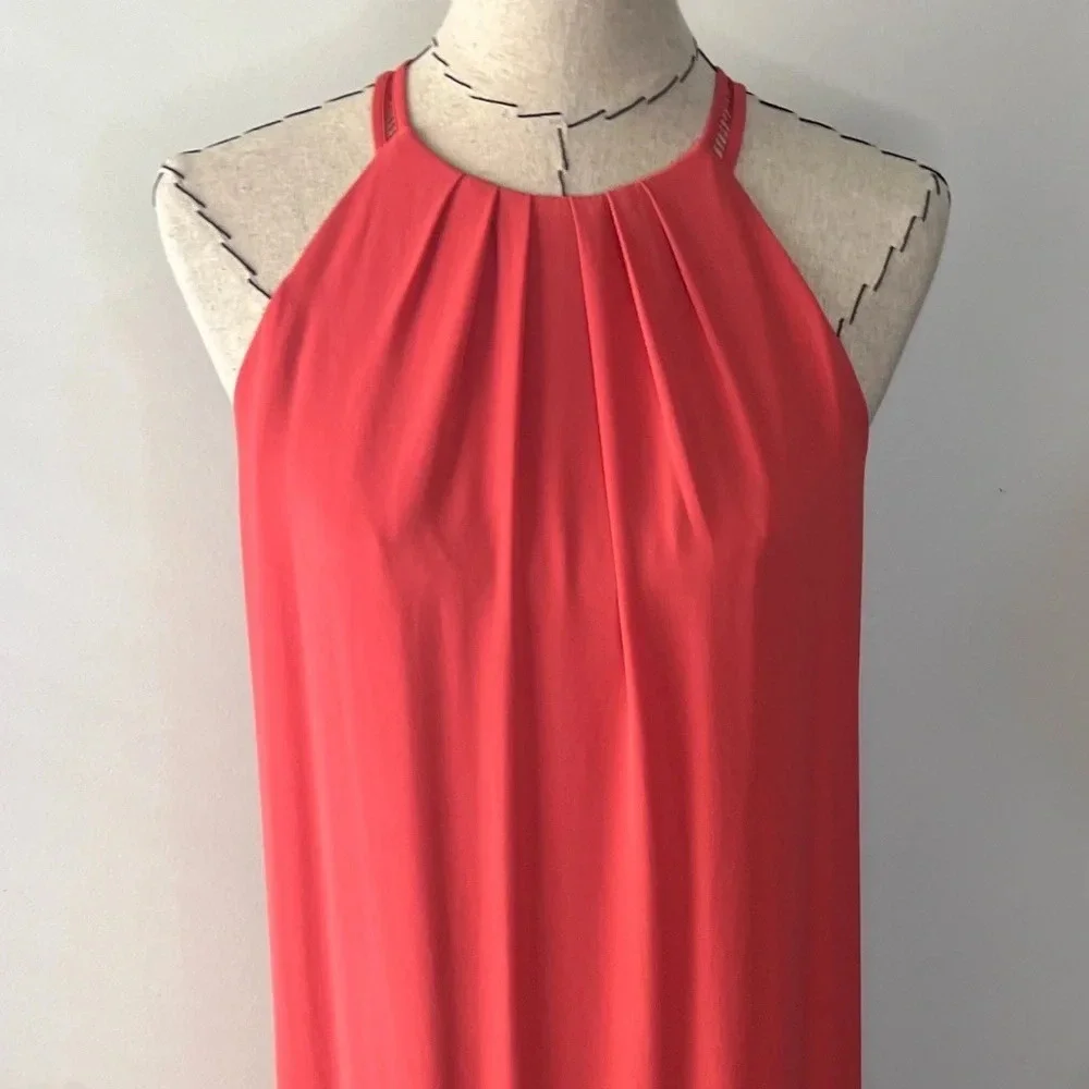 White House Black Market maxi coral size 6 lined dress polyester wedding evening - Picture 7 of 9